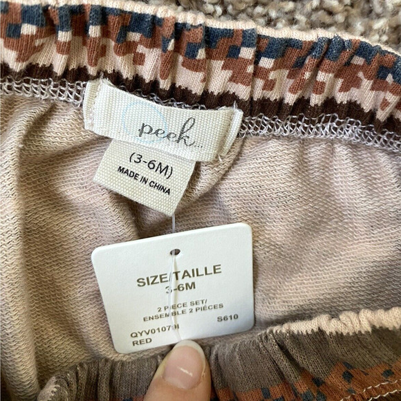 Peek Kids Baby Boy Size 3-6 Months Holiday Music 2 Piece Set Brown Red Drums - Picture 9 of 13